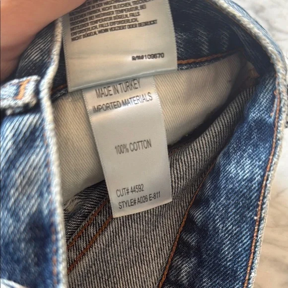 Agolde Blue High-Waisted Jean Shorts with Frayed Hem - Picture 2 of 4